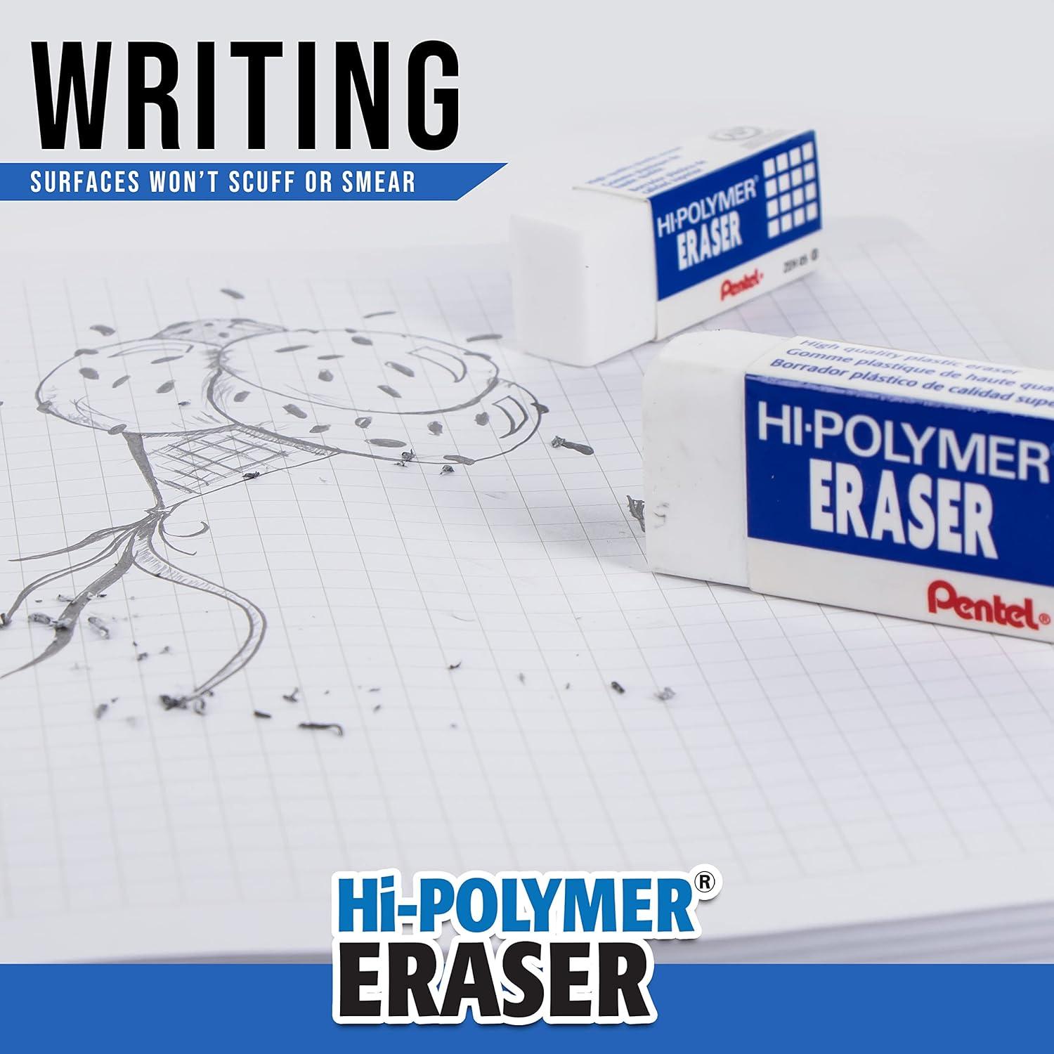 image:imagePentel HiPolymer Block Eraser Small White Pack of 4 ZEH05BP44 Count Pack of 2