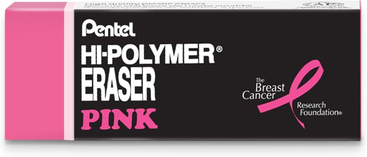 image:imagePentel HiPolymer Pink Block Eraser 10Ct Box BCRF Pink Ribbon ZEH10PC10BC