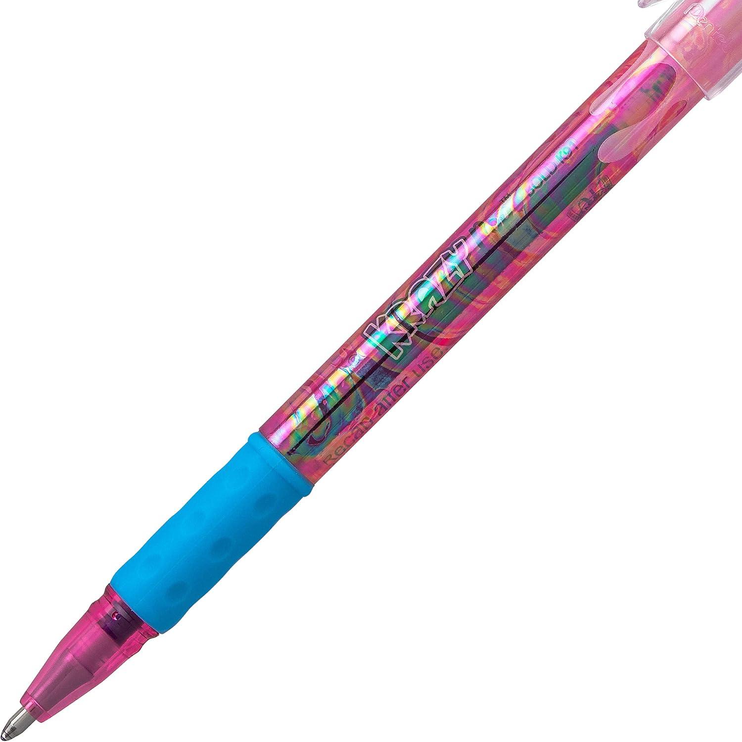 image:imagePentel Krazy POP Beauty Beauty Iridescent Gel Pen 10mm Bold Line Pink amp Metallic Blue Ink Box of 12 K91DCP