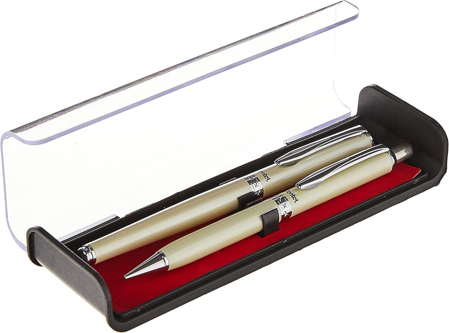 image:imagePentel Libretto Roller Gel Pen and Pencil Set with Gift Box Pen 07mm and Pencil 05mm Cream Barrels K6A8WA