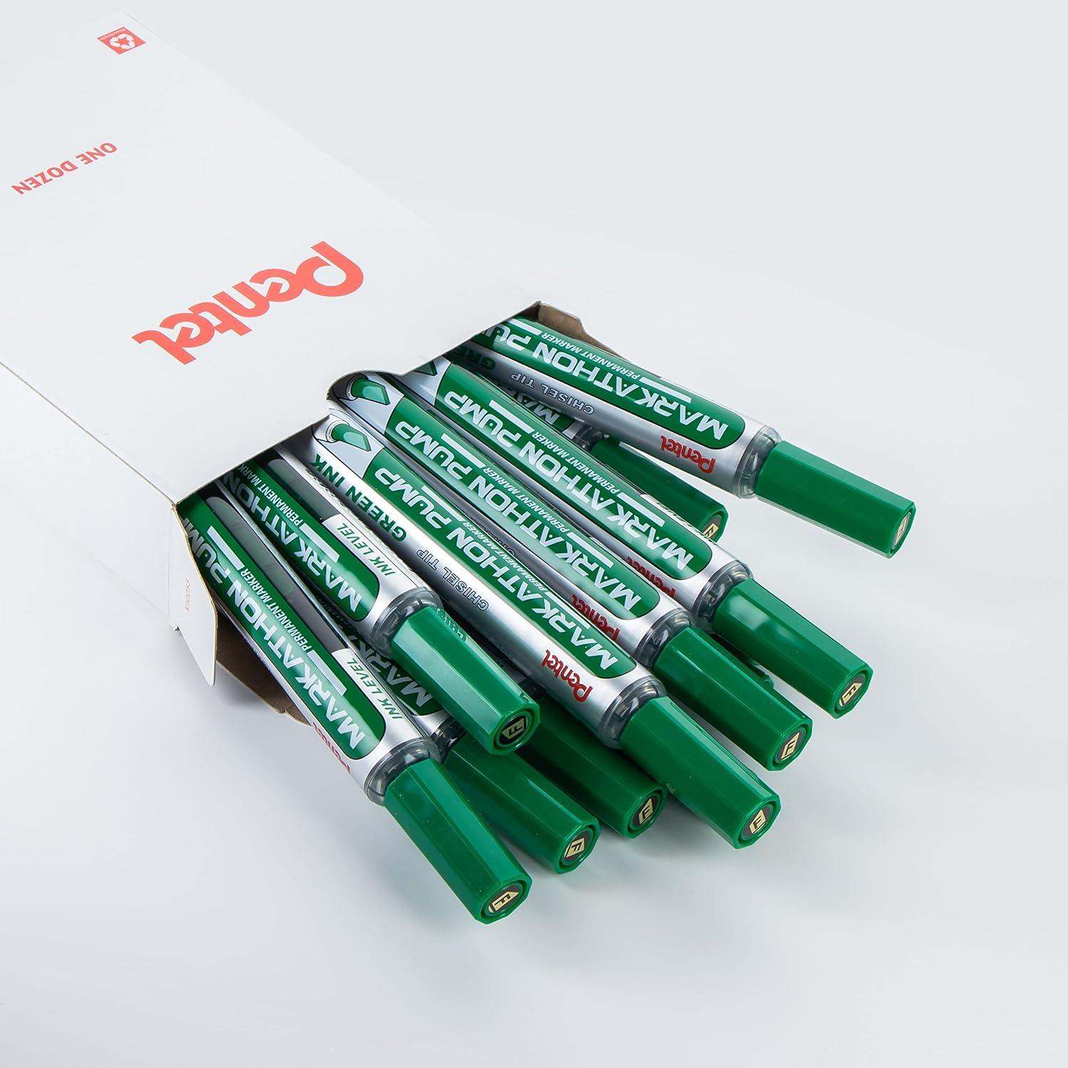 image:imagePentel Markathon Pump Permanent Marker Chisel Tip Black Ink 4 Pack NLF60XBP4AGreen