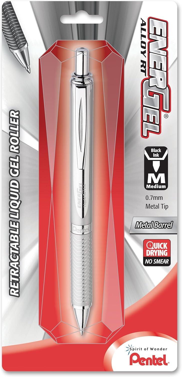 image:imagePentel PINK BCA EnerGel Alloy RT Premium Liquid Gel Pen 07mm Medium Line Pink Barrel Black Ink 1 Pack BL407PBPASilver