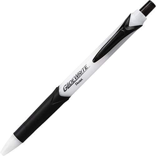 image:imagePentel Pens GlideWrite Ballpoint Pen with TechniFLO Ink 4 Pack of BLACK Ink Pens 10mm with Retractable Barrel Design Easy Grip amp Smooth Writing Metal Tip Medium point pen