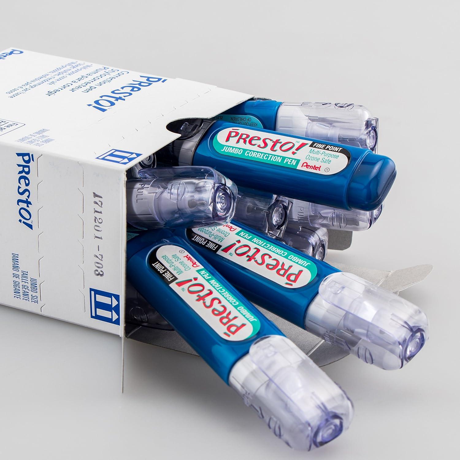image:imagePentel Presto Jumbo Correction Pen Fine Point Metal Tip Box of 12 ZL31W1 Count Pack of 12