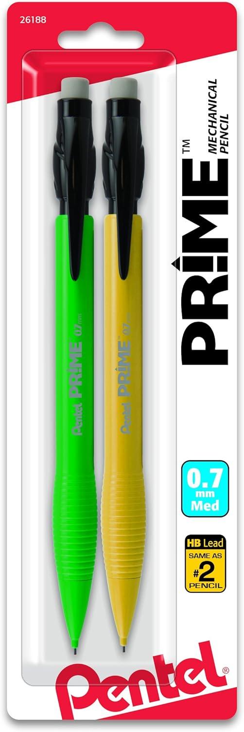 image:imagePentel Prime Mechanical Pencil 07Mm Assorted Barrel Colors Pack of 2 AX7BP22 Count Pack of 1