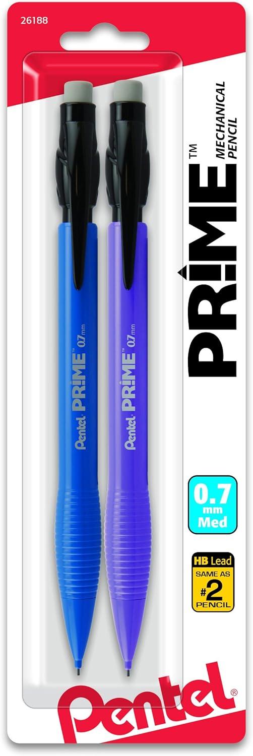 image:imagePentel Prime Mechanical Pencil 07Mm Assorted Barrel Colors Pack of 2 AX7BP22 Count Pack of 2