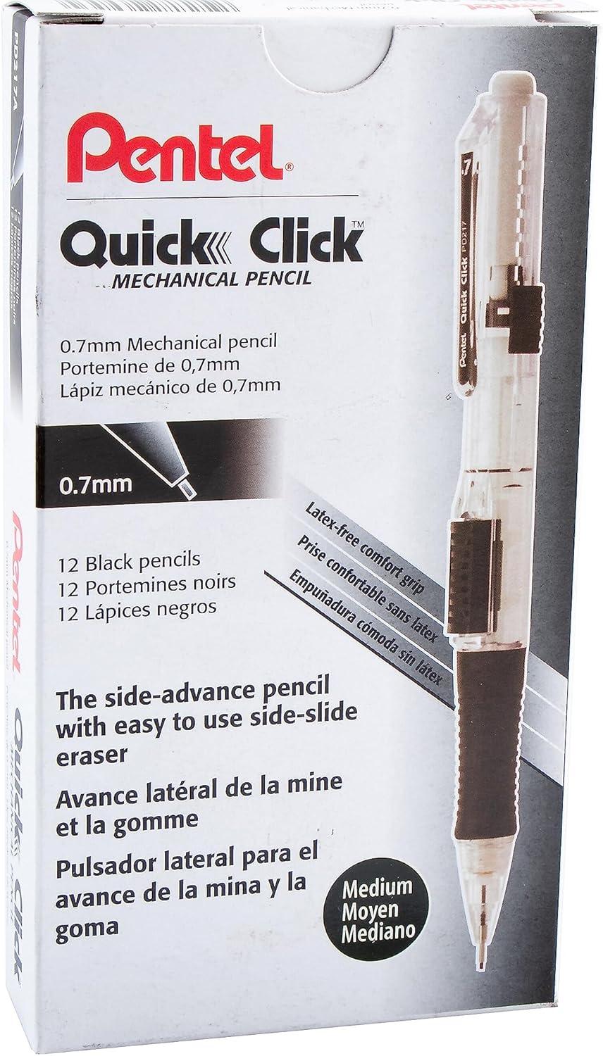 image:imagePentel Quick Click Mechanical Pencil 07mm Medium Black Barrel Box of 12 Pencils PD217ABlack