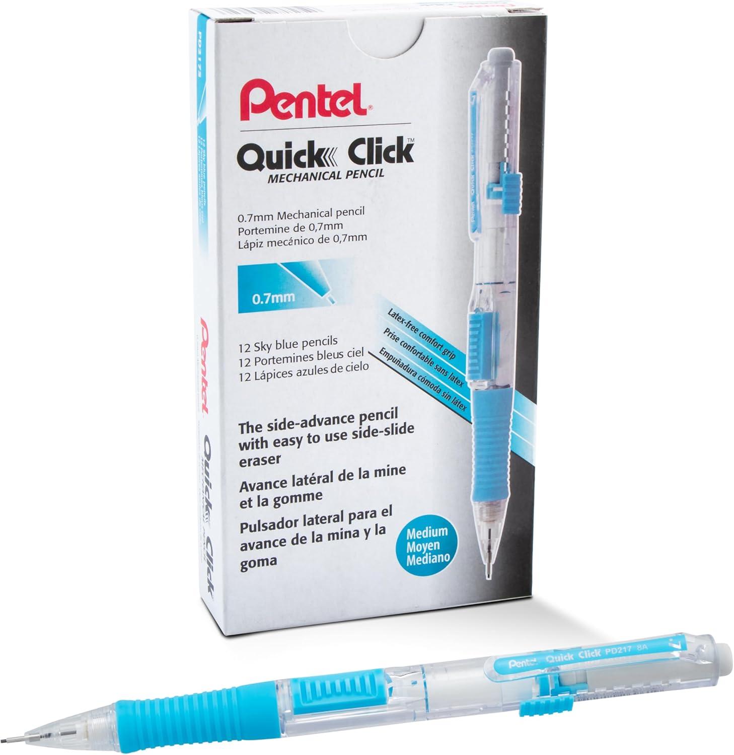 image:imagePentel Quick Click Mechanical Pencil 07mm Medium Black Barrel Box of 12 Pencils PD217ABlue