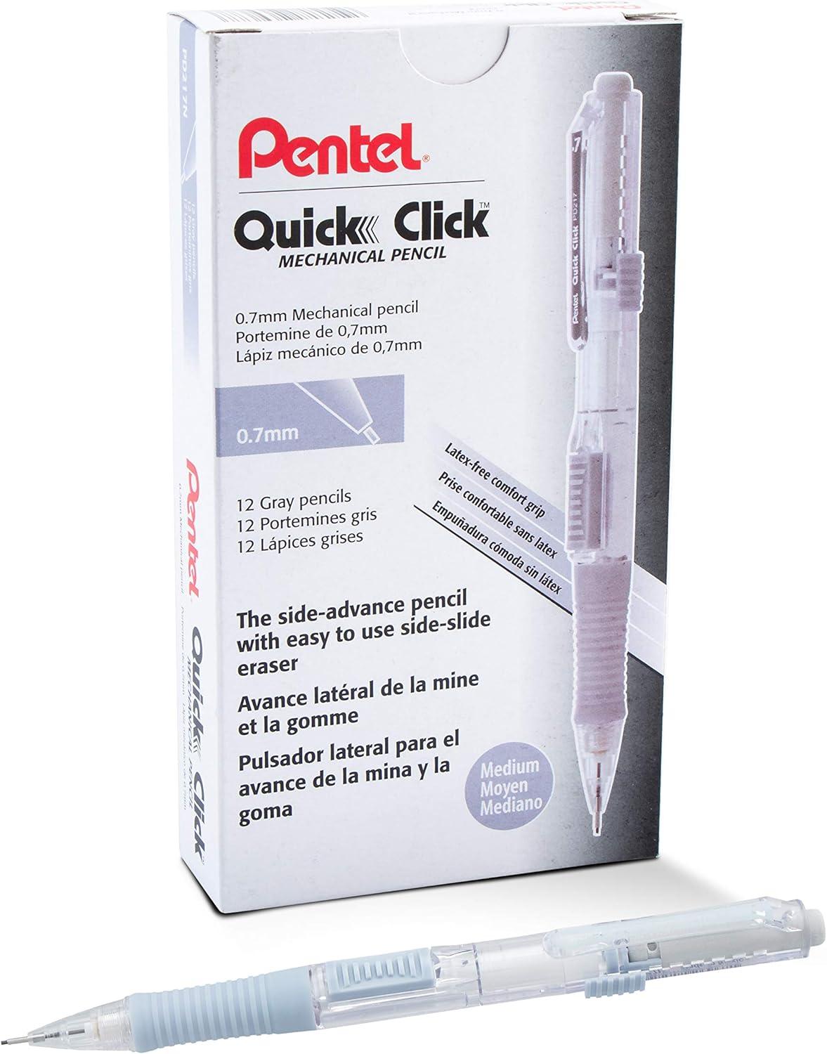 image:imagePentel Quick Click Mechanical Pencil 07mm Medium Black Barrel Box of 12 Pencils PD217AGray