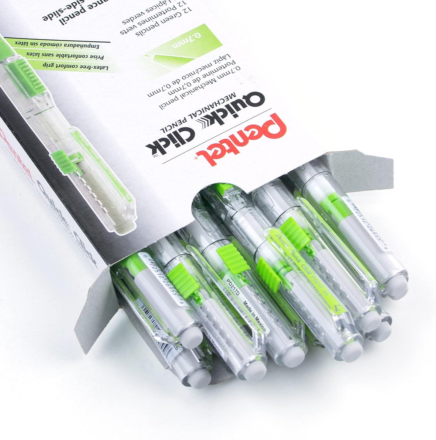 image:imagePentel Quick Click Mechanical Pencil 07mm Medium Black Barrel Box of 12 Pencils PD217AGreen