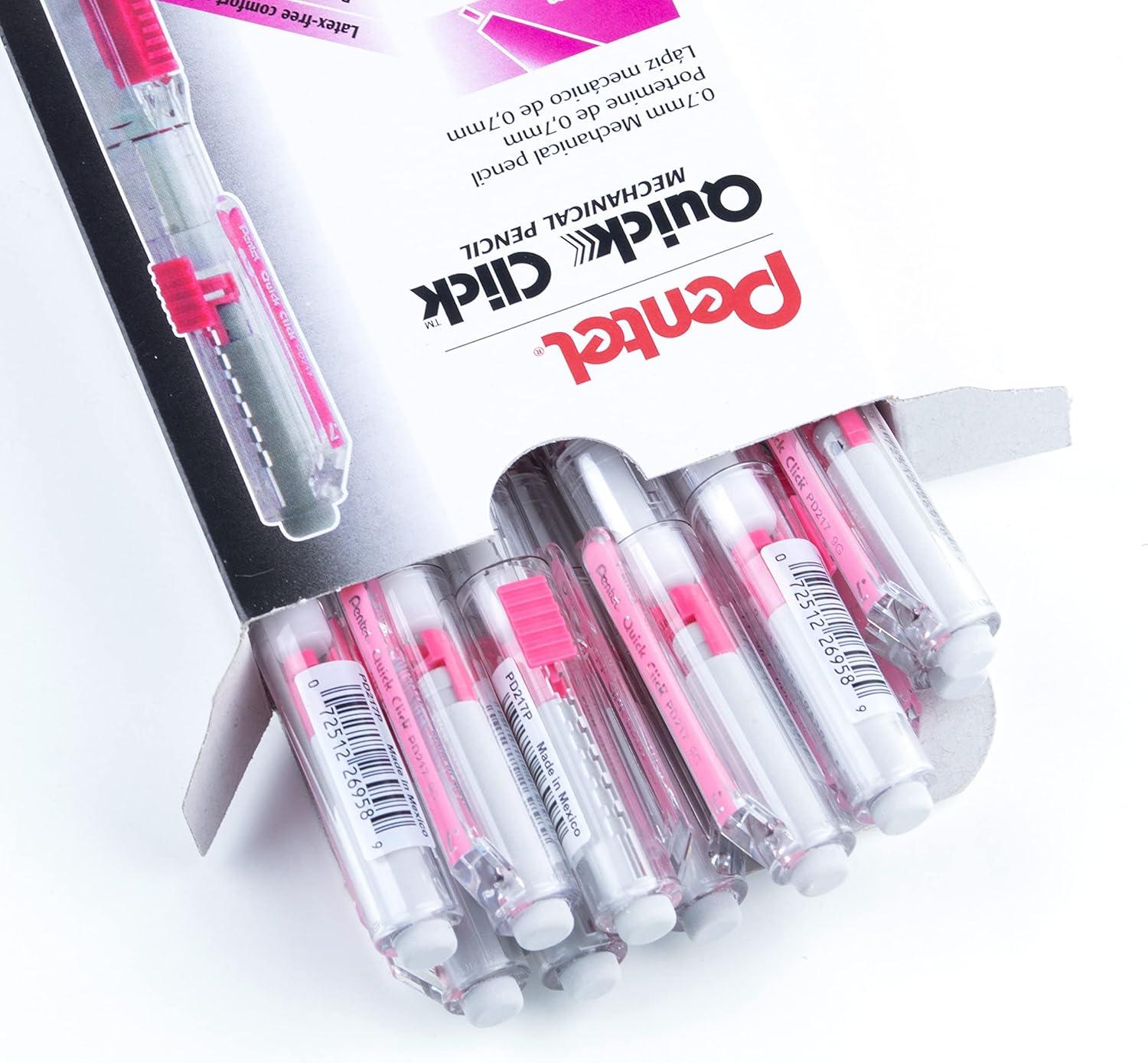 image:imagePentel Quick Click Mechanical Pencil 07mm Medium Black Barrel Box of 12 Pencils PD217APink