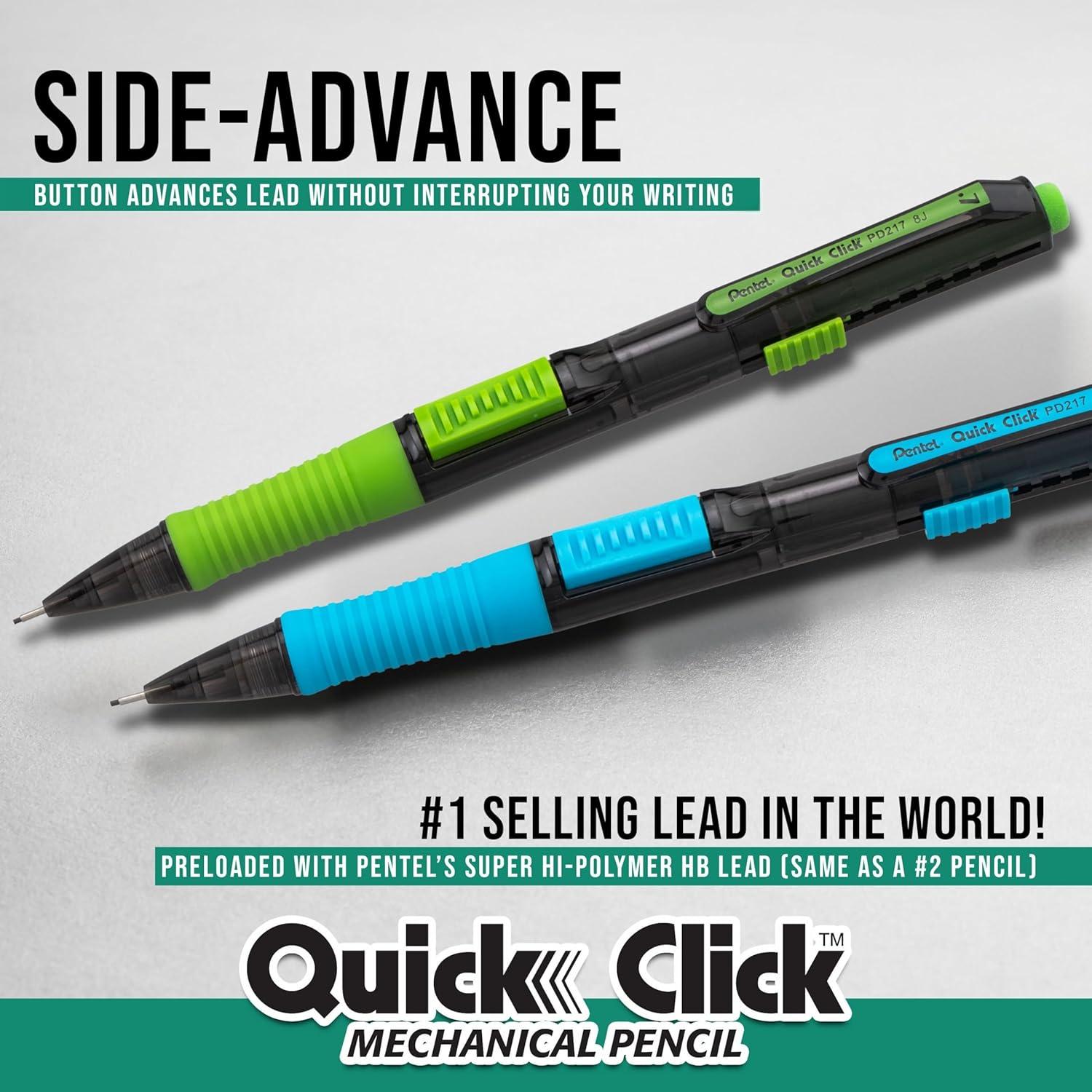 image:imagePentel Quick Click POP Mechanical Pencil 07mm Includes Refill Lead and Erasers Pack of 8 Pencils PD217LEBP8