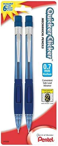 image:imagePentel Quicker Clicker Mechanical Pencil 07mm Transparent Blue Barrel Pack of 2 PD347BP2K62 Count Pack of 1