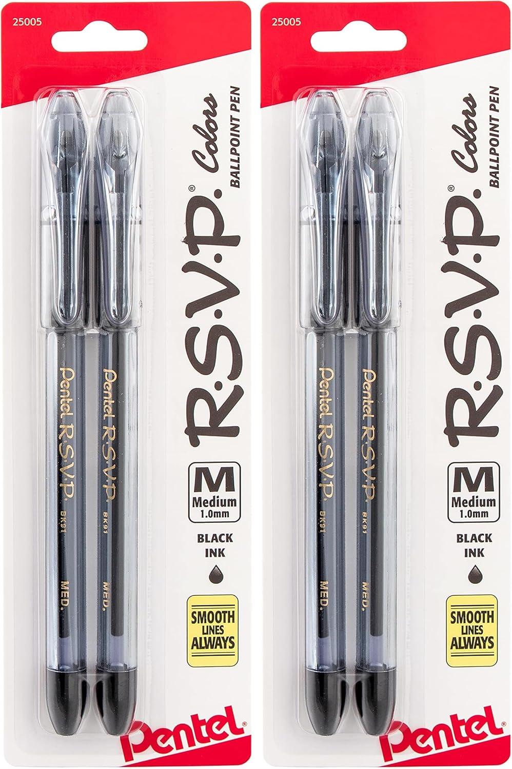 image:imagePentel RSVP Ballpoint Pen 10mm Medium Line Assorted Ink Pack of 8 BK91CRBP8MBlack