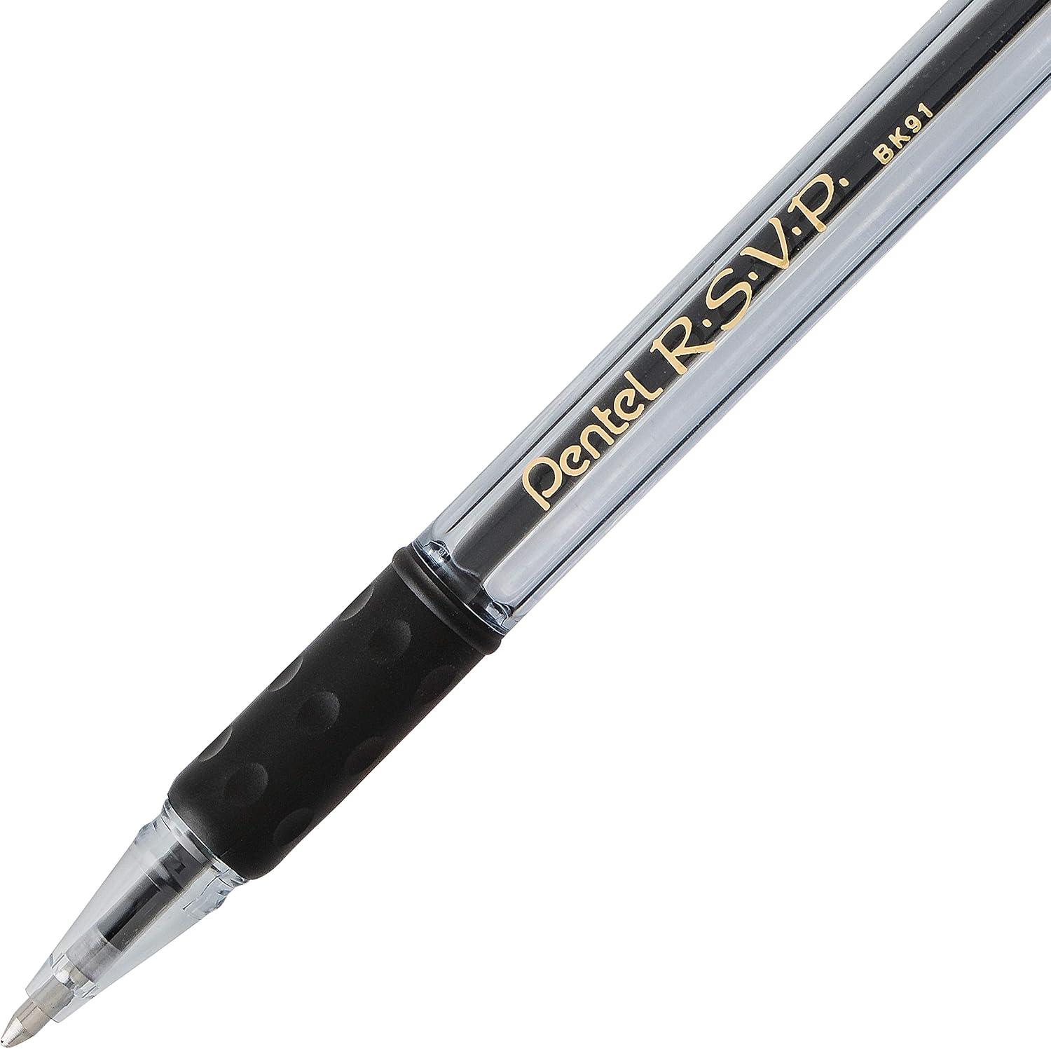 image:imagePentel RSVP Ballpoint Pen 10mm Medium Line Assorted Ink Pack of 8 BK91CRBP8MBlack