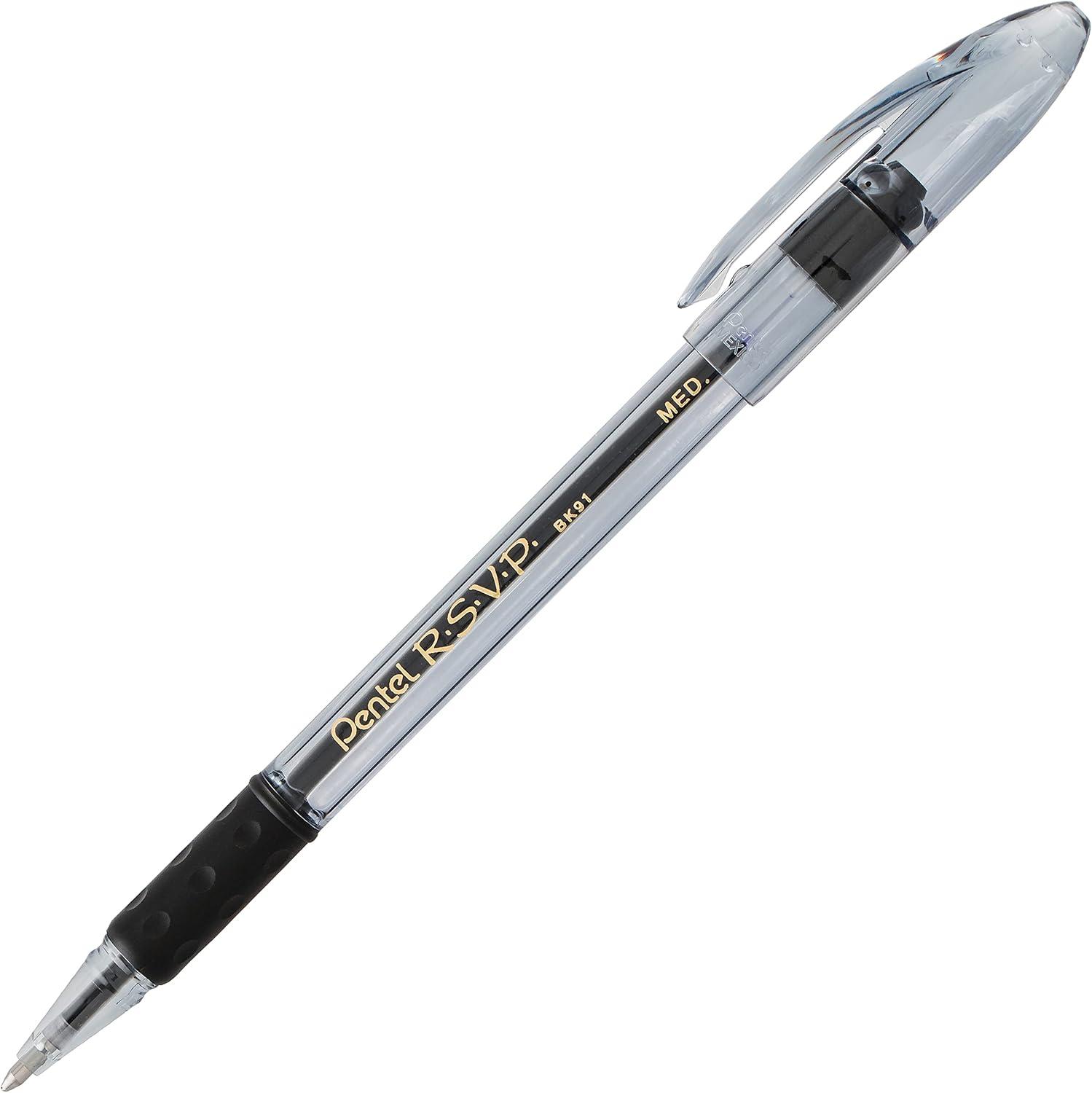 image:imagePentel RSVP Ballpoint Pen 10mm Medium Line Assorted Ink Pack of 8 BK91CRBP8MBlack