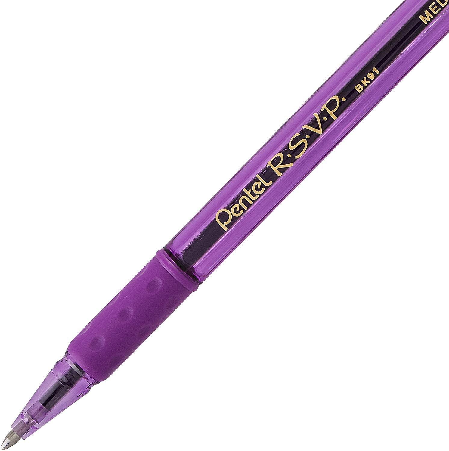 image:imagePentel RSVP Ballpoint Pen 10mm Medium Line Assorted Ink Pack of 8 BK91CRBP8MViolet Ink