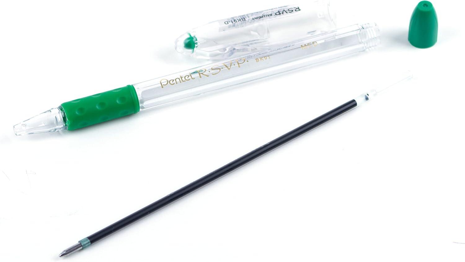 image:imagePentel RSVP Ballpoint Pen 10mm Medium Line Black Ink BK91A Pack of 1 12 Count TotalGreen