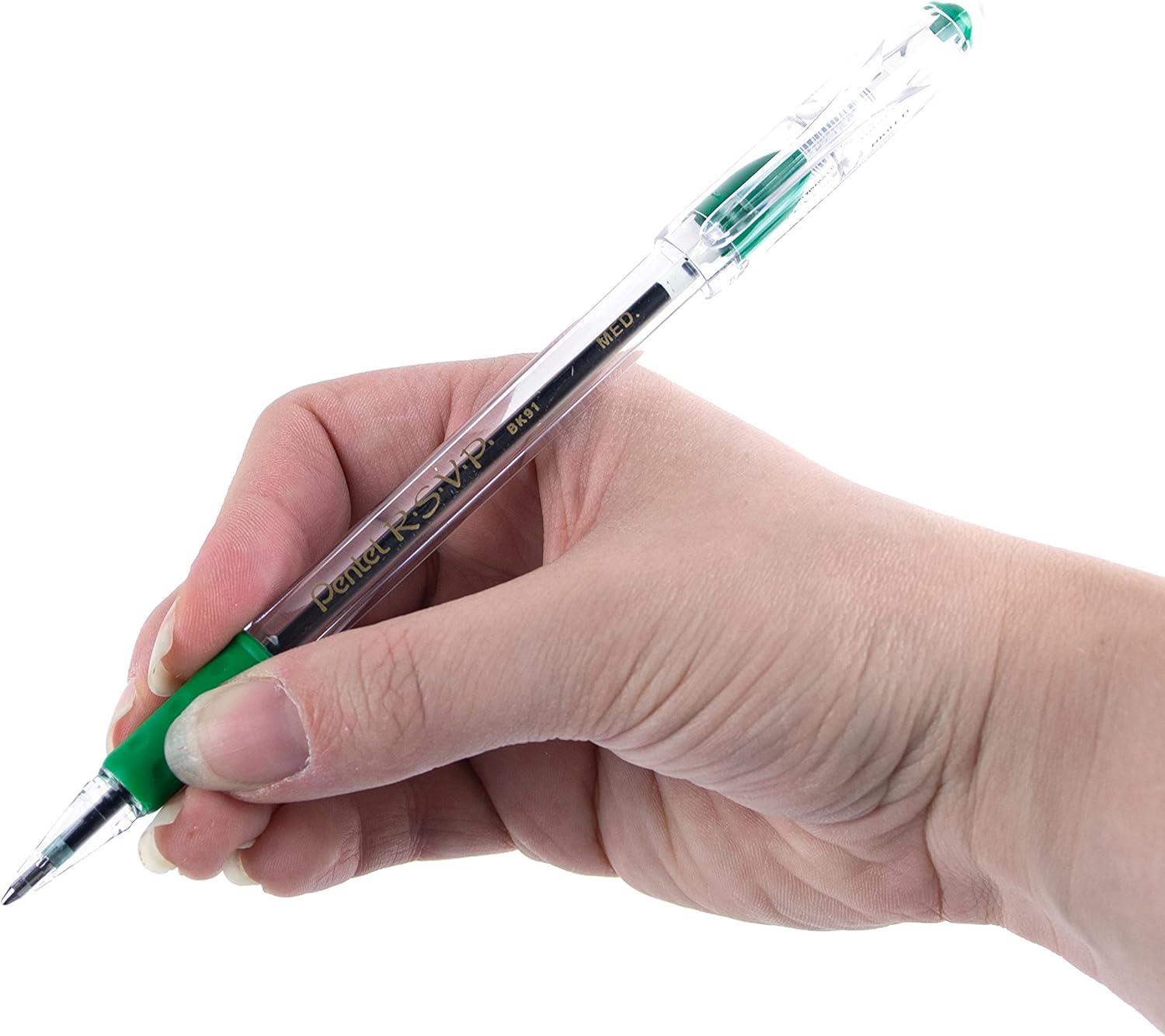 image:imagePentel RSVP Ballpoint Pen 10mm Medium Line Black Ink BK91A Pack of 1 12 Count TotalGreen