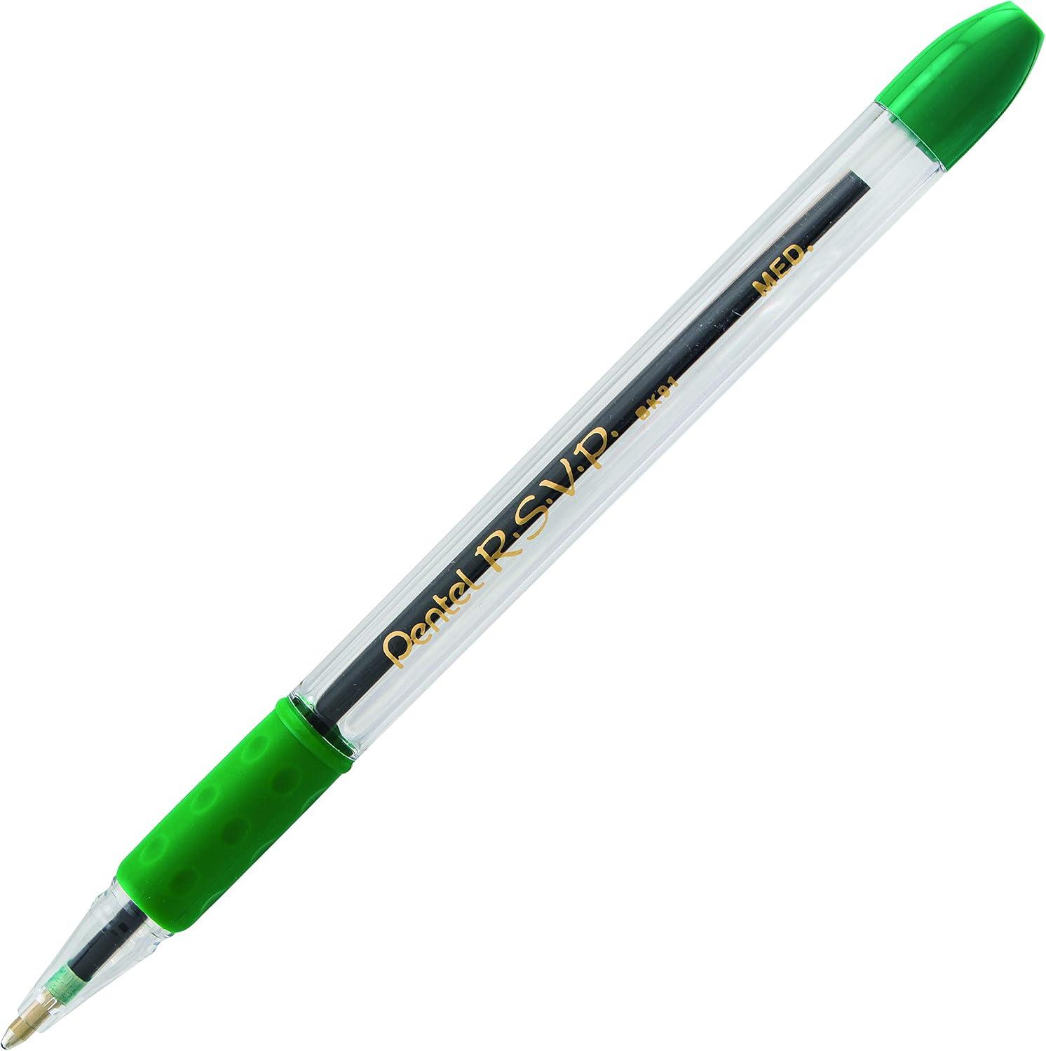 image:imagePentel RSVP Ballpoint Pen 10mm Medium Line Black Ink BK91A Pack of 1 12 Count TotalGreen