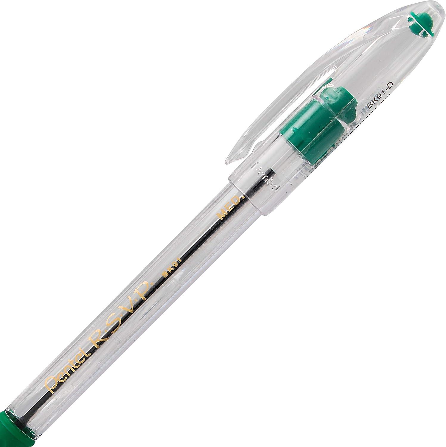 image:imagePentel RSVP Ballpoint Pen 10mm Medium Line Black Ink BK91A Pack of 1 12 Count TotalGreen