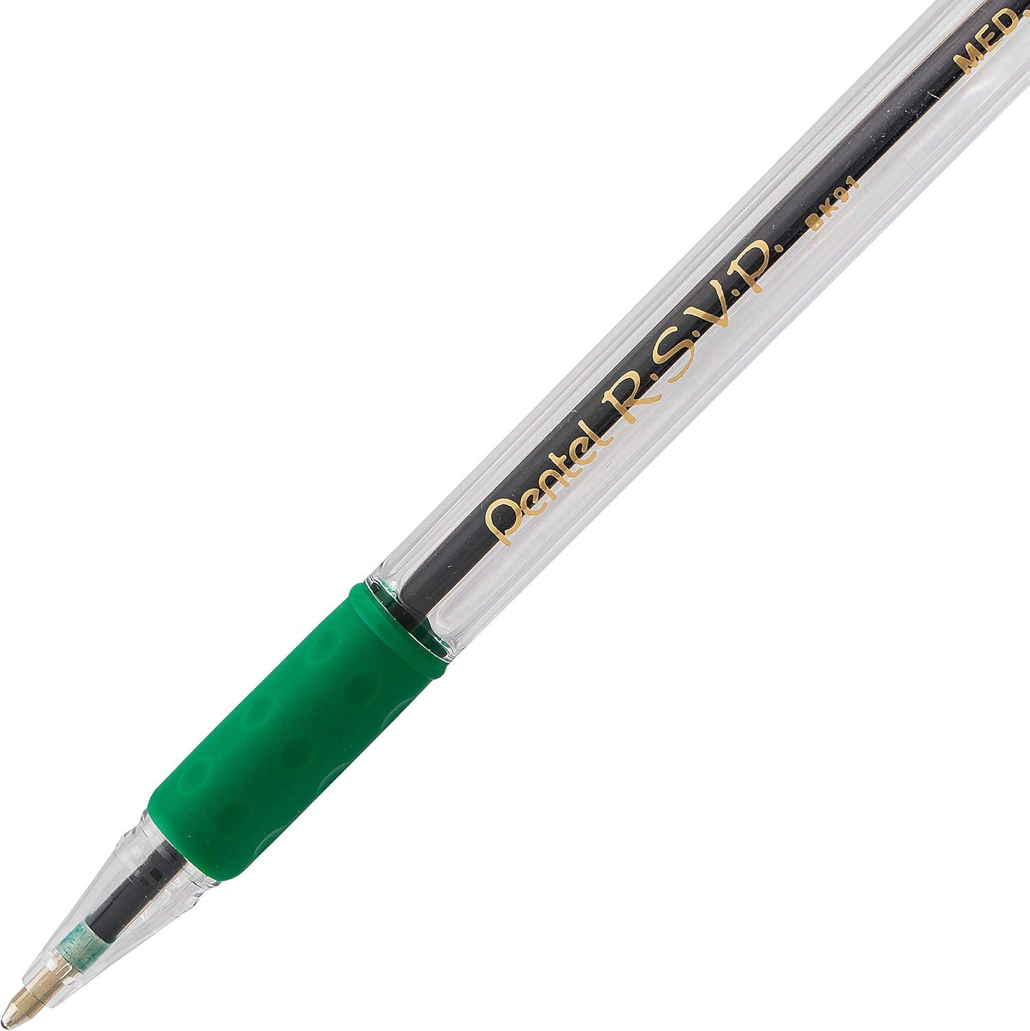 image:imagePentel RSVP Ballpoint Pen 10mm Medium Line Black Ink BK91A Pack of 1 12 Count TotalGreen