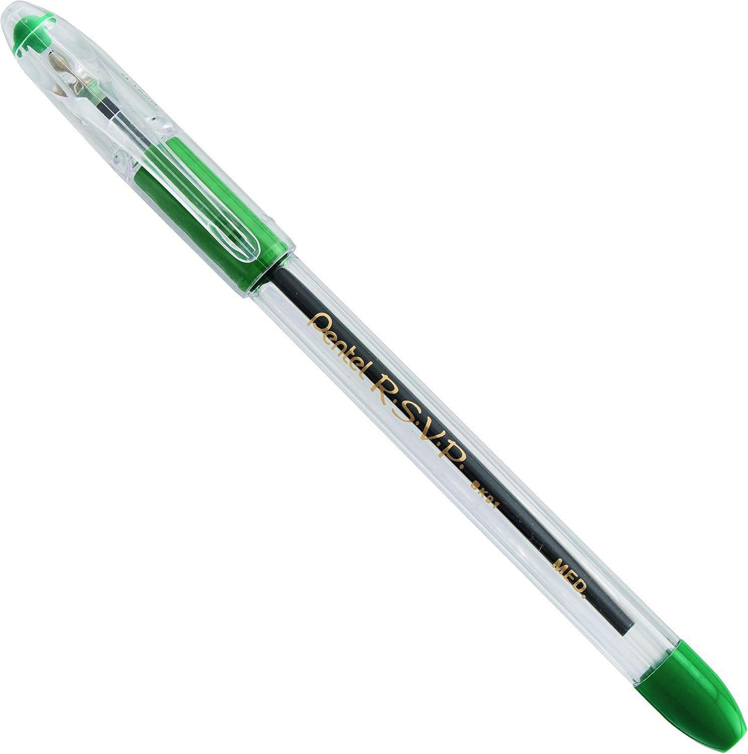 image:imagePentel RSVP Ballpoint Pen 10mm Medium Line Black Ink BK91A Pack of 1 12 Count TotalGreen