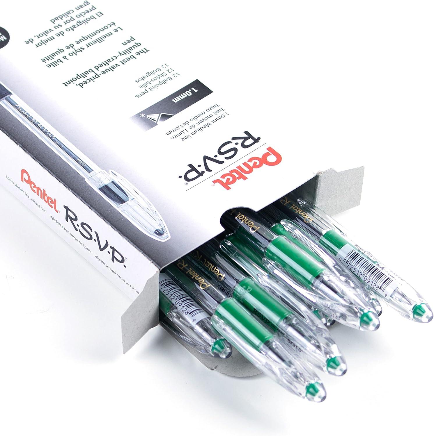 image:imagePentel RSVP Ballpoint Pen 10mm Medium Line Black Ink BK91A Pack of 1 12 Count TotalGreen