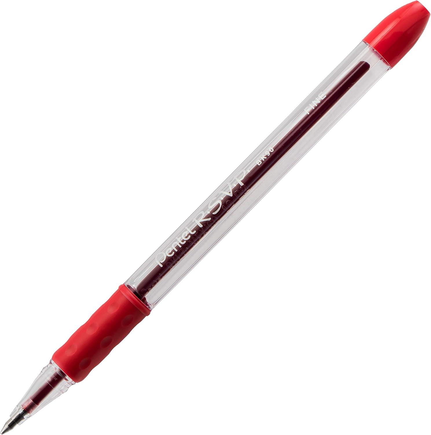 image:imagePentel RSVP Ballpoint Pen Fine Line 07mm Assorted Ink Pack of 5 BK90BP5MRed