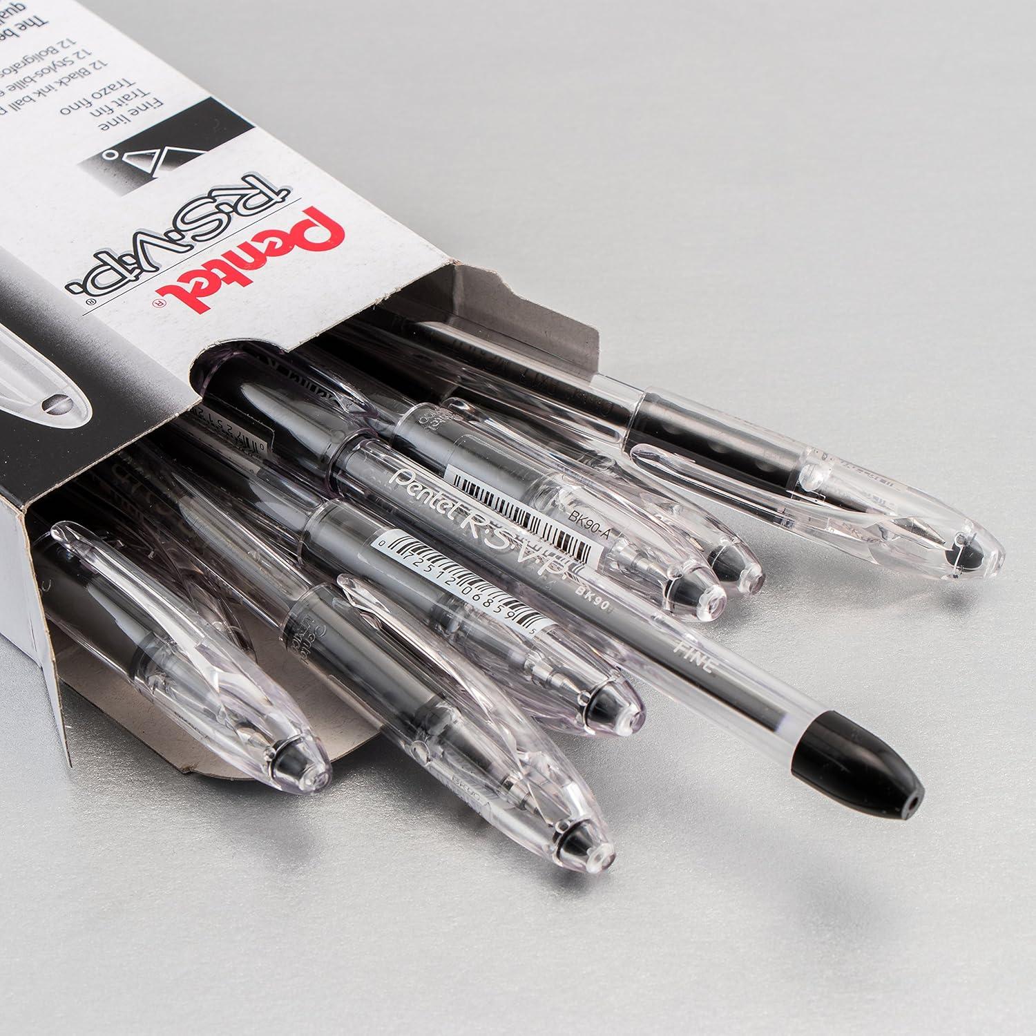 image:imagePentel RSVP Ballpoint Pen Fine Line 07mm Black Ink BK90A Pack of 1 12 Count TotalBlack