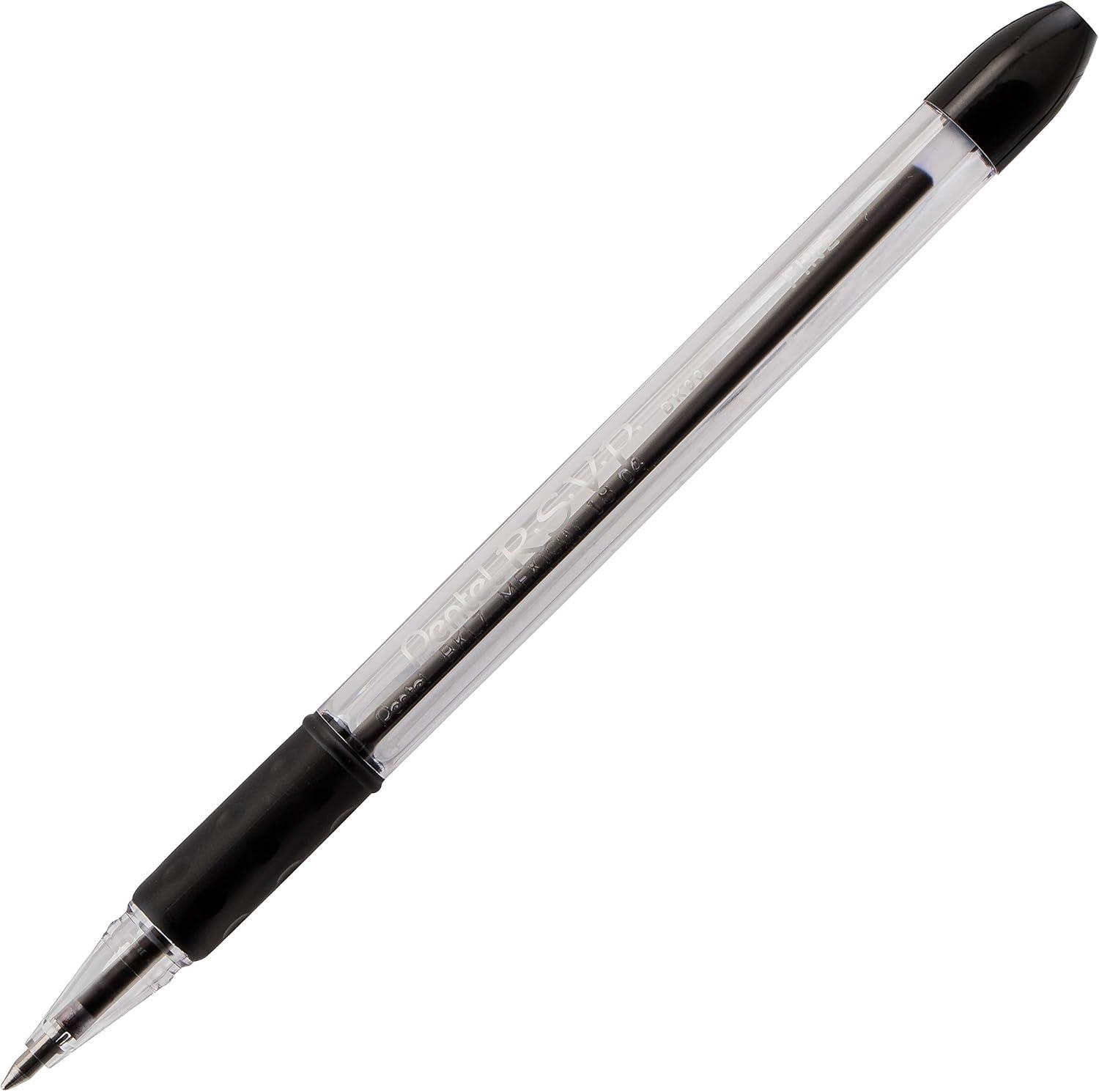 image:imagePentel RSVP Ballpoint Pen Fine Line 07mm Black Ink BK90A Pack of 1 12 Count TotalBlack