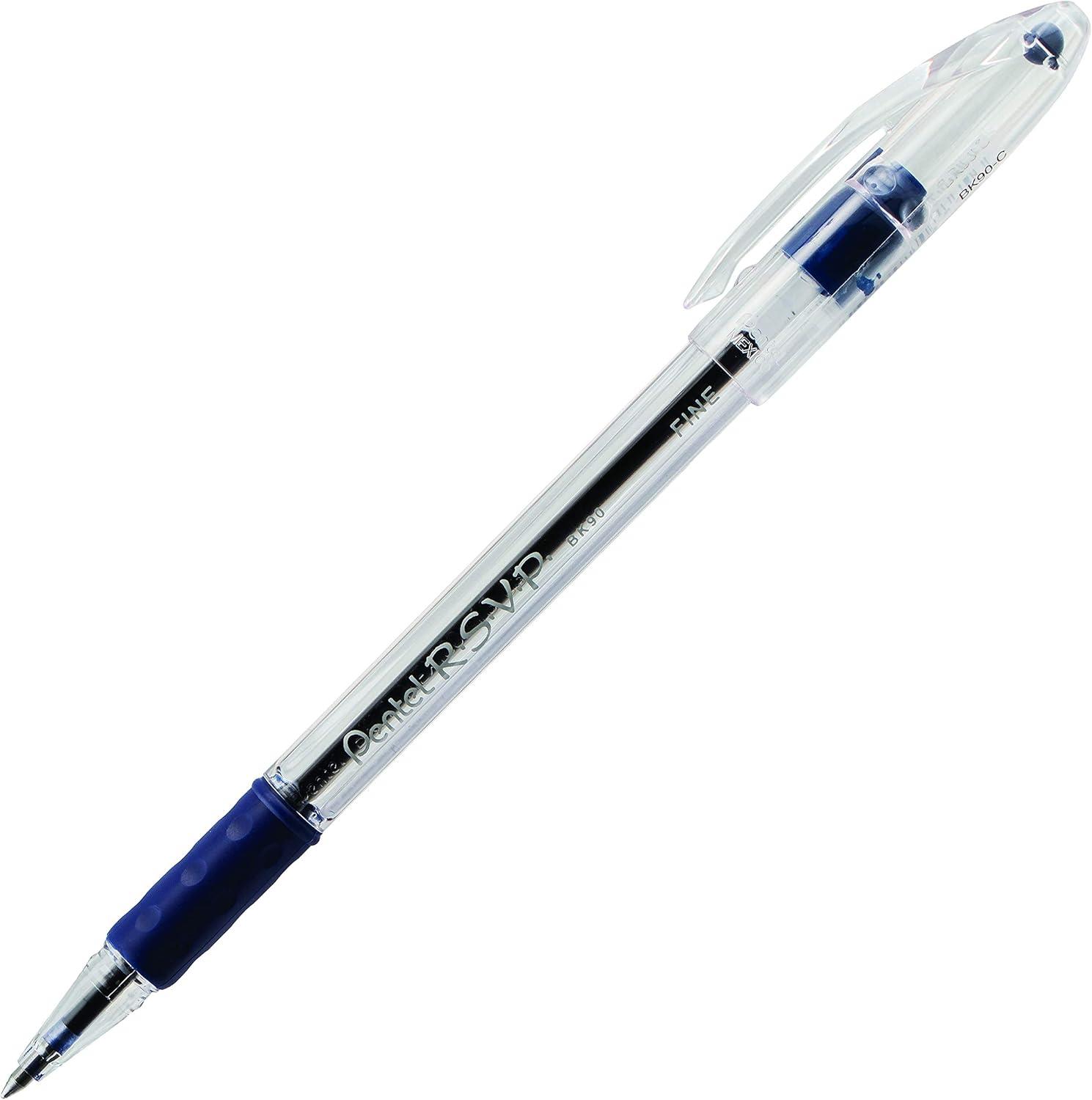 image:imagePentel RSVP Ballpoint Pen Fine Line 07mm Black Ink BK90A Pack of 1 12 Count TotalBlue