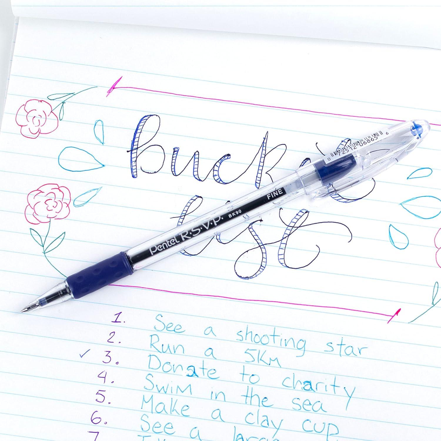 image:imagePentel RSVP Ballpoint Pen Fine Line 07mm Black Ink BK90A Pack of 1 12 Count TotalBlue