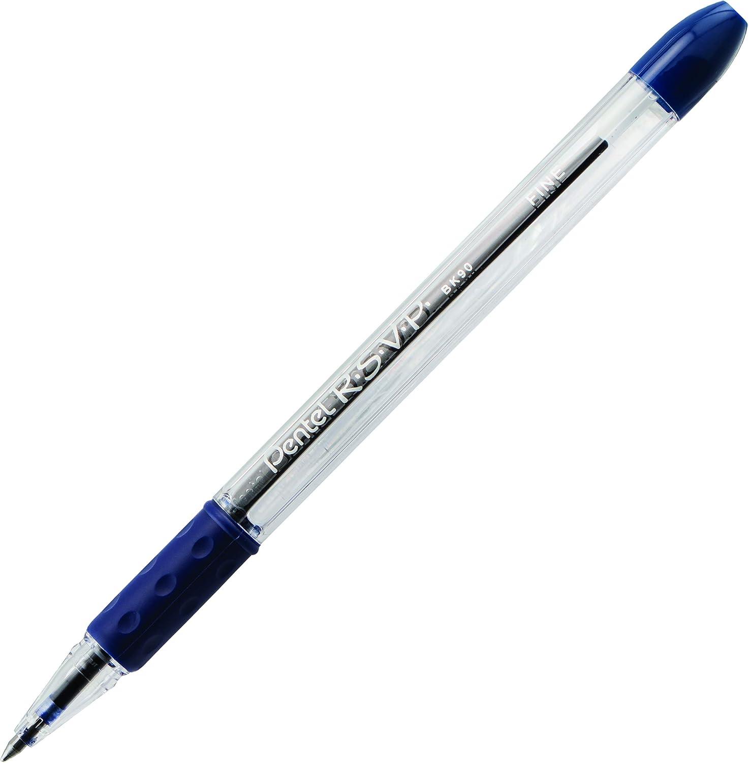 image:imagePentel RSVP Ballpoint Pen Fine Line 07mm Black Ink BK90A Pack of 1 12 Count TotalBlue