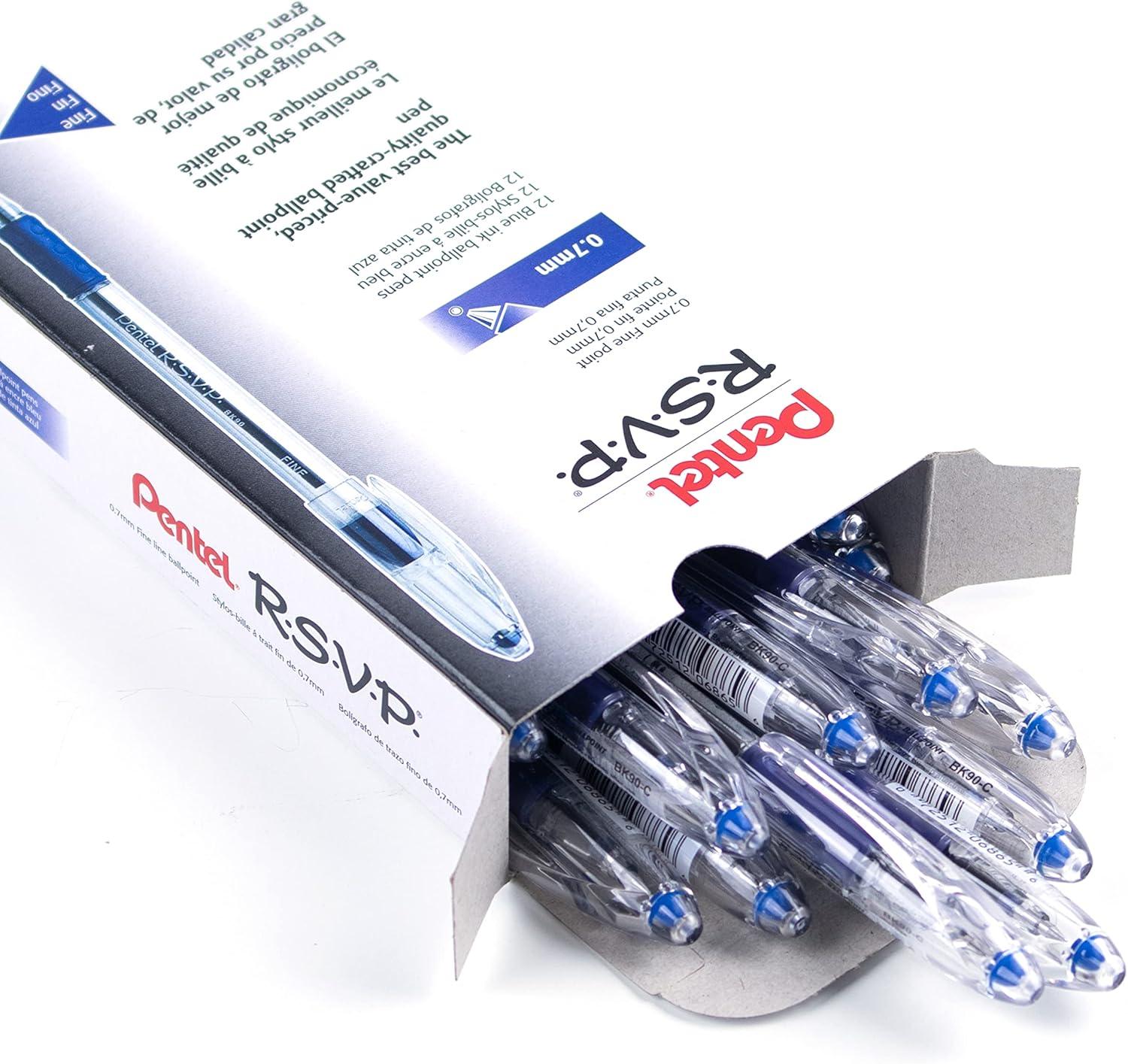 image:imagePentel RSVP Ballpoint Pen Fine Line 07mm Black Ink BK90A Pack of 1 12 Count TotalBlue