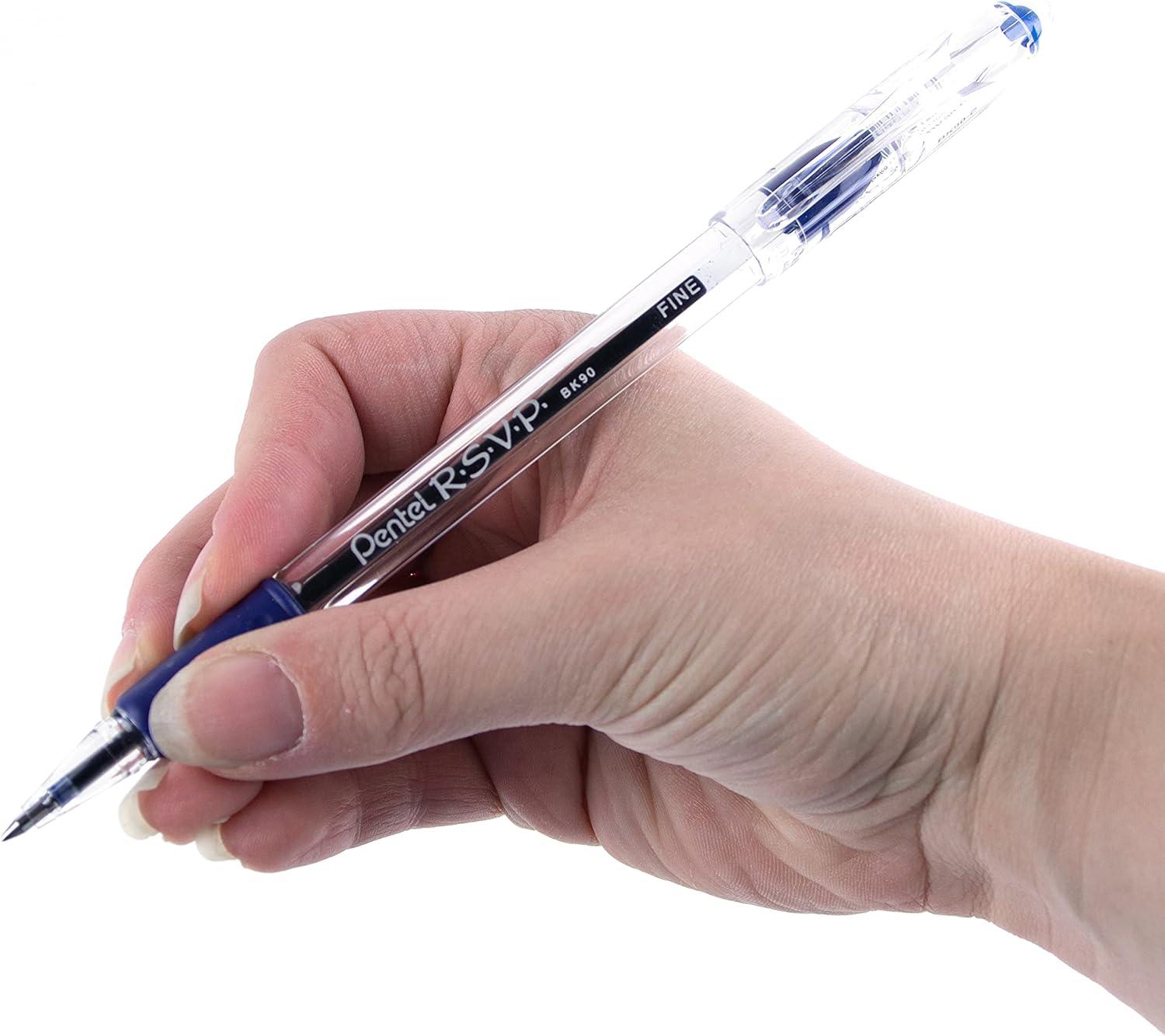 image:imagePentel RSVP Ballpoint Pen Fine Line 07mm Black Ink BK90A Pack of 1 12 Count TotalBlue