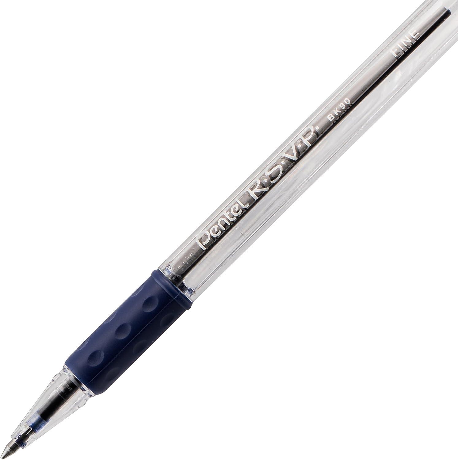image:imagePentel RSVP Ballpoint Pen Fine Line 07mm Black Ink BK90A Pack of 1 12 Count TotalBlue