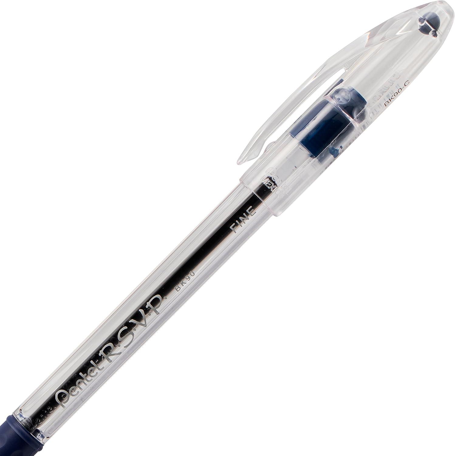 image:imagePentel RSVP Ballpoint Pen Fine Line 07mm Black Ink BK90A Pack of 1 12 Count TotalBlue