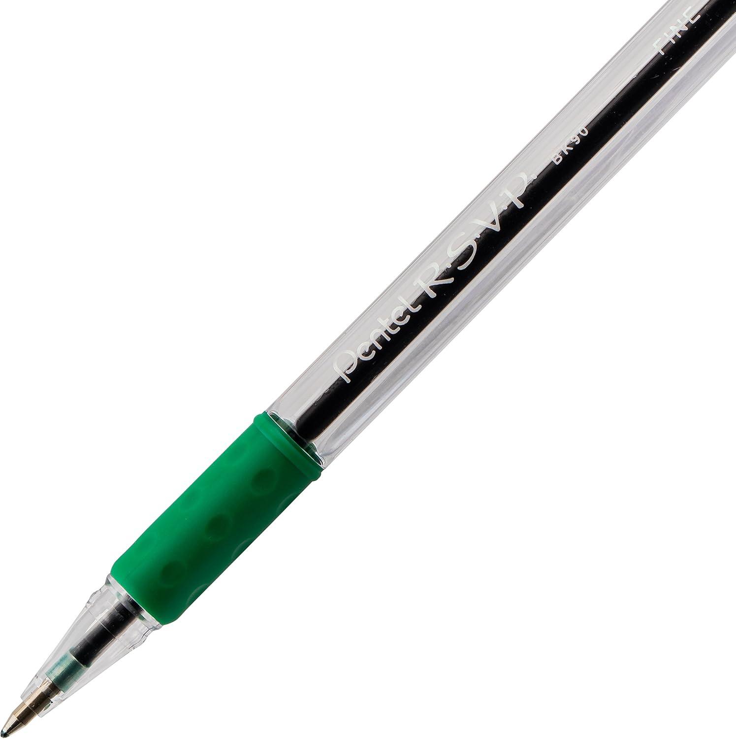 image:imagePentel RSVP Ballpoint Pen Fine Line 07mm Black Ink BK90A Pack of 1 12 Count TotalGreen