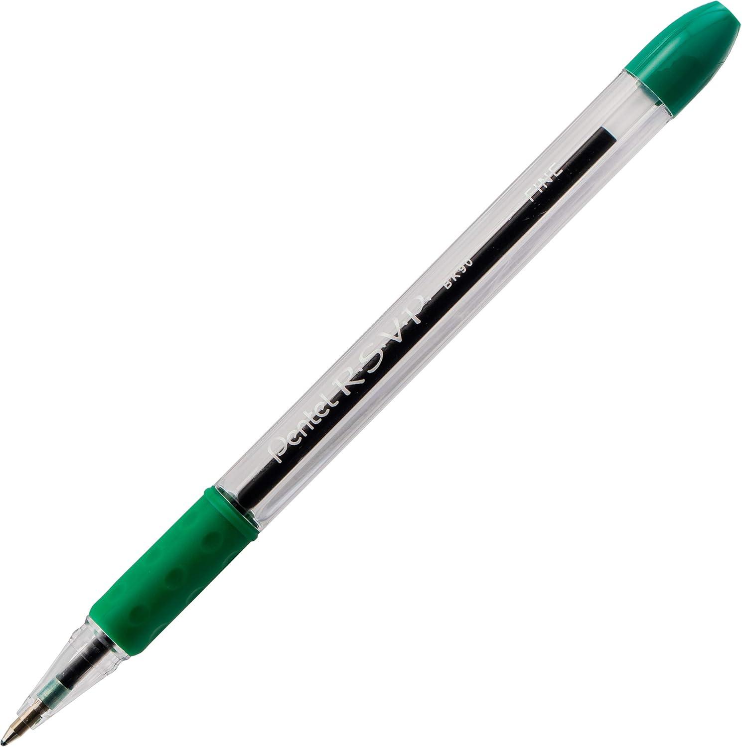 image:imagePentel RSVP Ballpoint Pen Fine Line 07mm Black Ink BK90A Pack of 1 12 Count TotalGreen