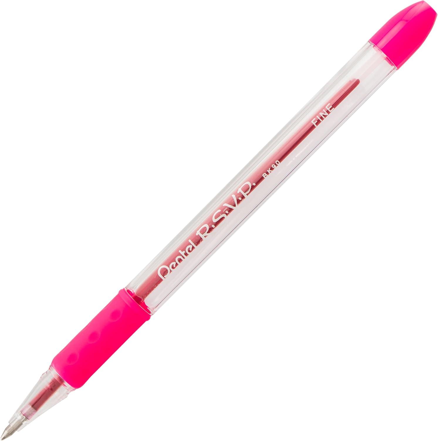 image:imagePentel RSVP Ballpoint Pen Fine Line 07mm Black Ink BK90A Pack of 1 12 Count TotalPink
