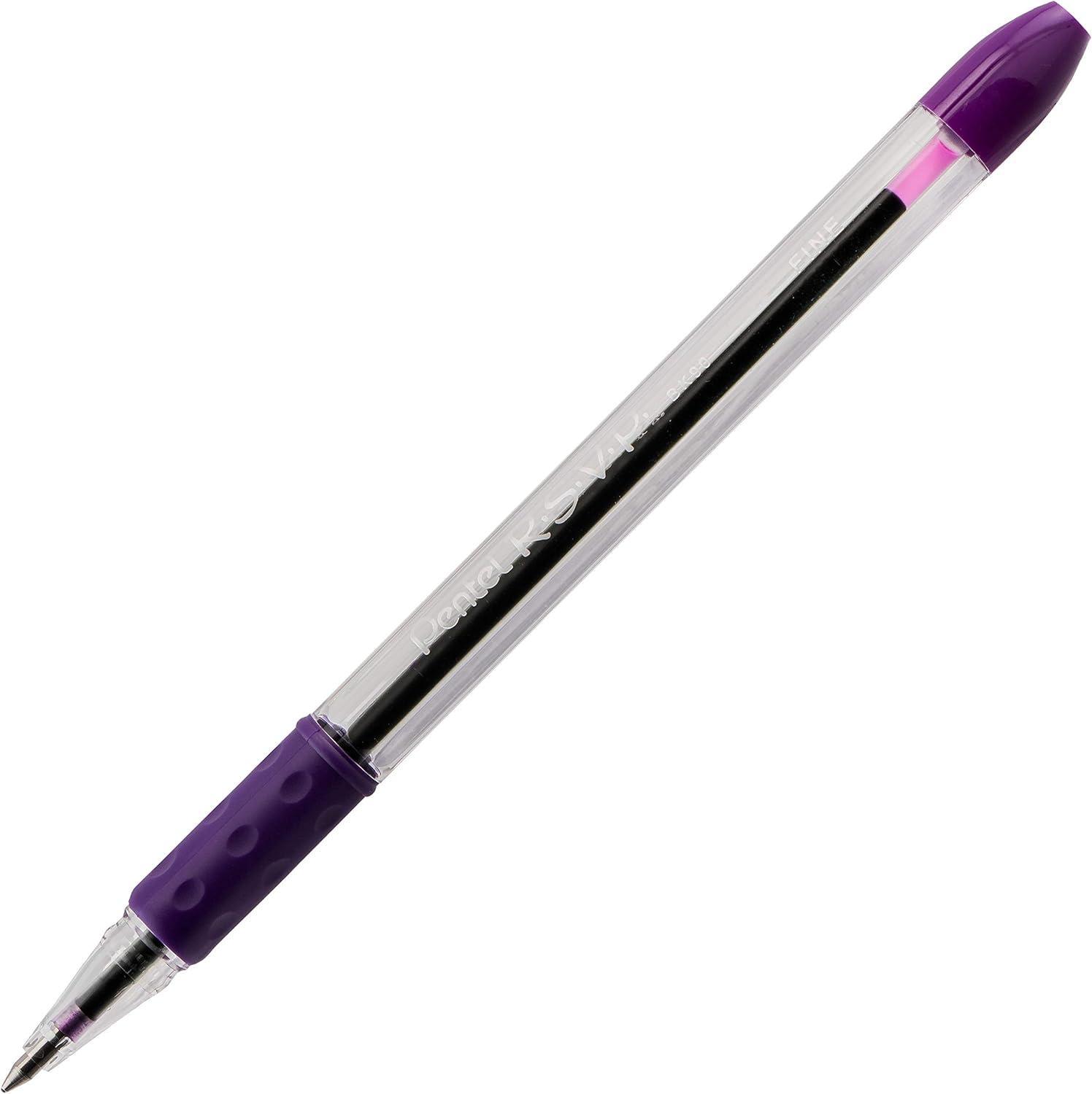 image:imagePentel RSVP Ballpoint Pen Fine Line 07mm Black Ink BK90A Pack of 1 12 Count TotalPurple