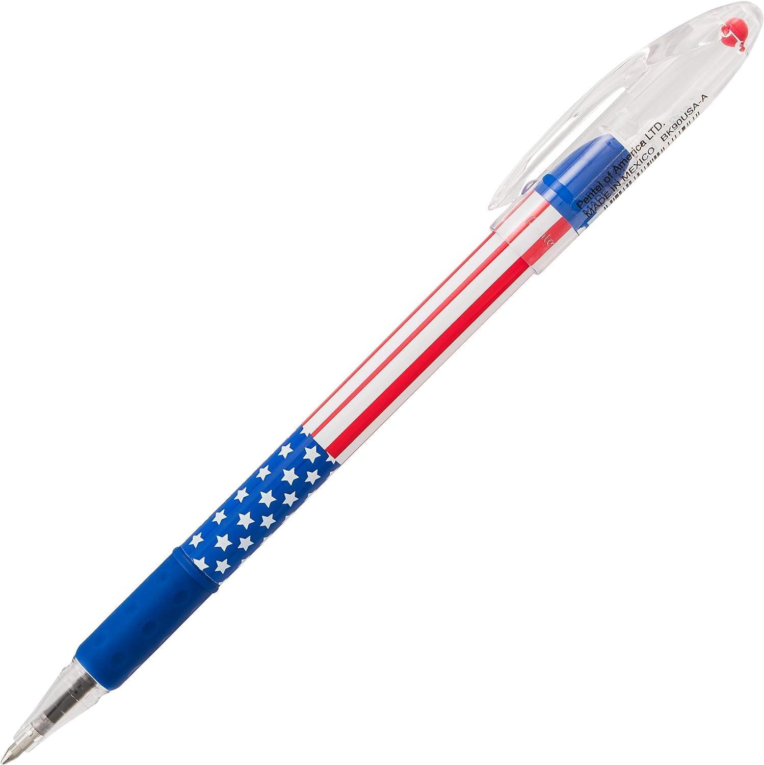 image:imagePentel RSVP Ballpoint Pen Fine Line 07mmFlag Barrel Black Ink 12 Pack BK90USAA12 Count Pack of 2