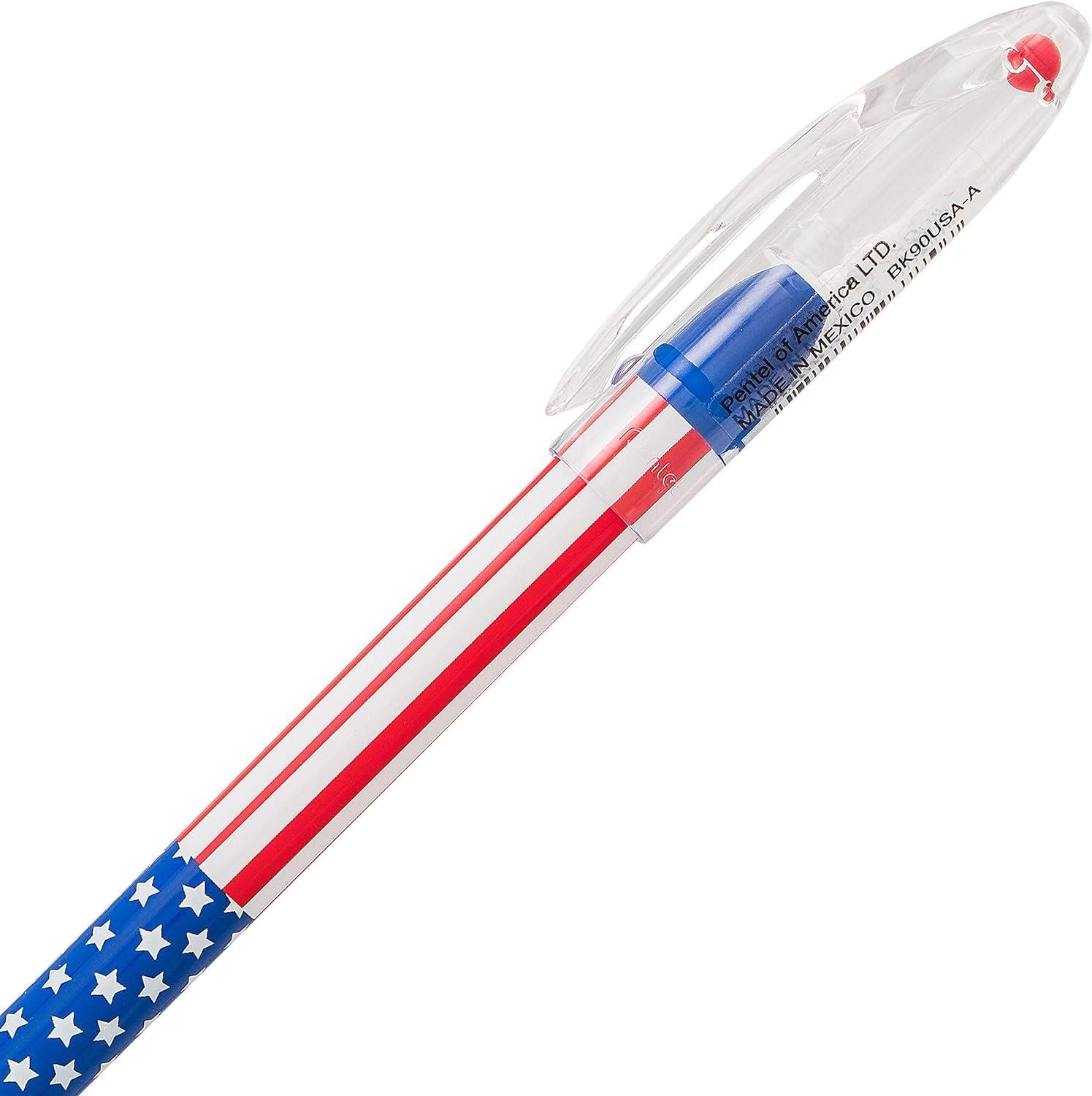 image:imagePentel RSVP Ballpoint Pen Fine Line 07mmFlag Barrel Black Ink 12 Pack BK90USAA12 Count Pack of 2