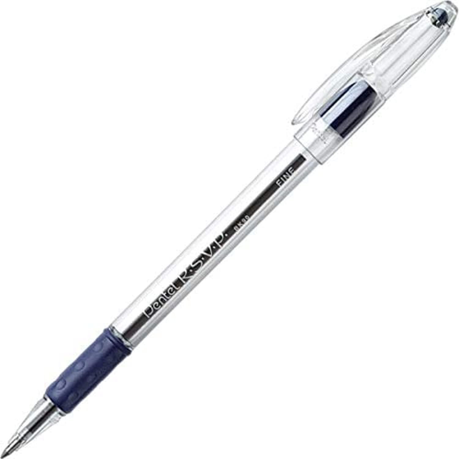 image:imagePentel RSVP Ballpoint Pens 07mm Fine Point 6 Black amp 6 Blue Ink Pentel Pens Pack of 12