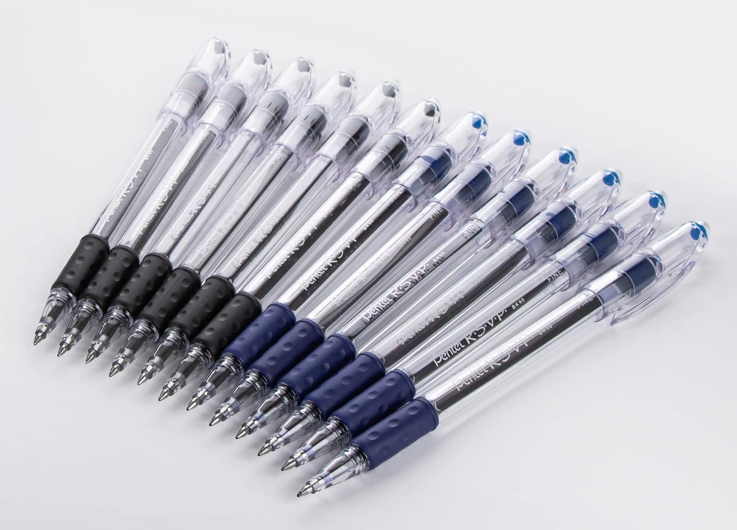 image:imagePentel RSVP Ballpoint Pens 07mm Fine Point 6 Black amp 6 Blue Ink Pentel Pens Pack of 12