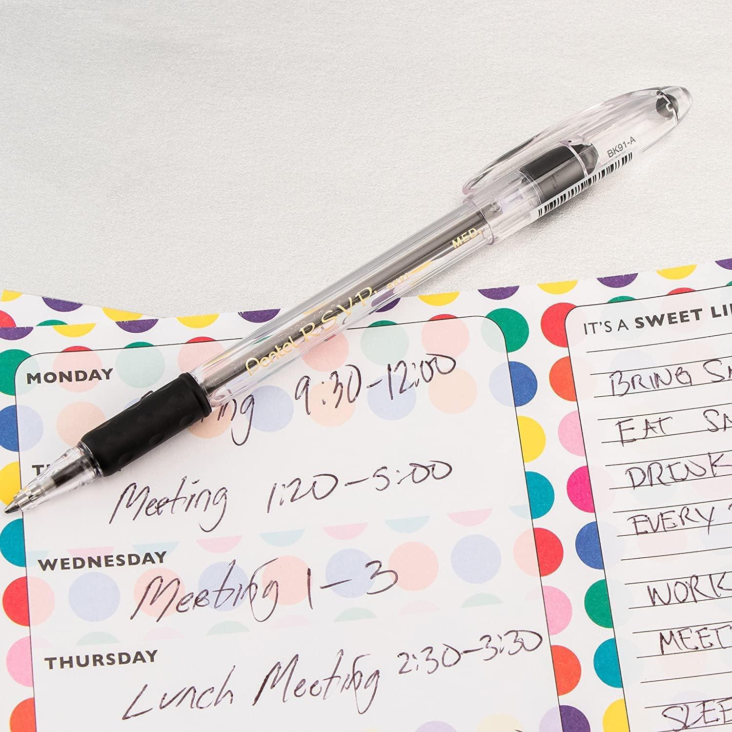 image:imagePentel RSVP Medium Point Pens 10mm 12 Pack of 6 Black amp 6 Blue Ballpoint Pens