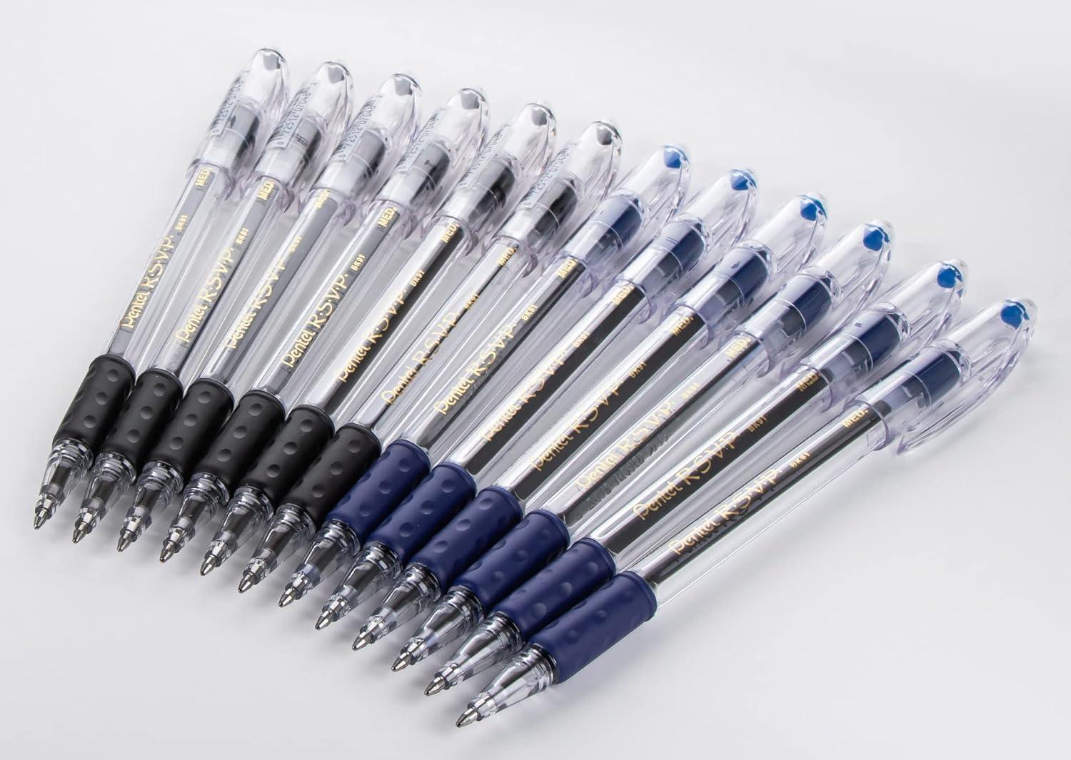 image:imagePentel RSVP Medium Point Pens 10mm 12 Pack of 6 Black amp 6 Blue Ballpoint Pens