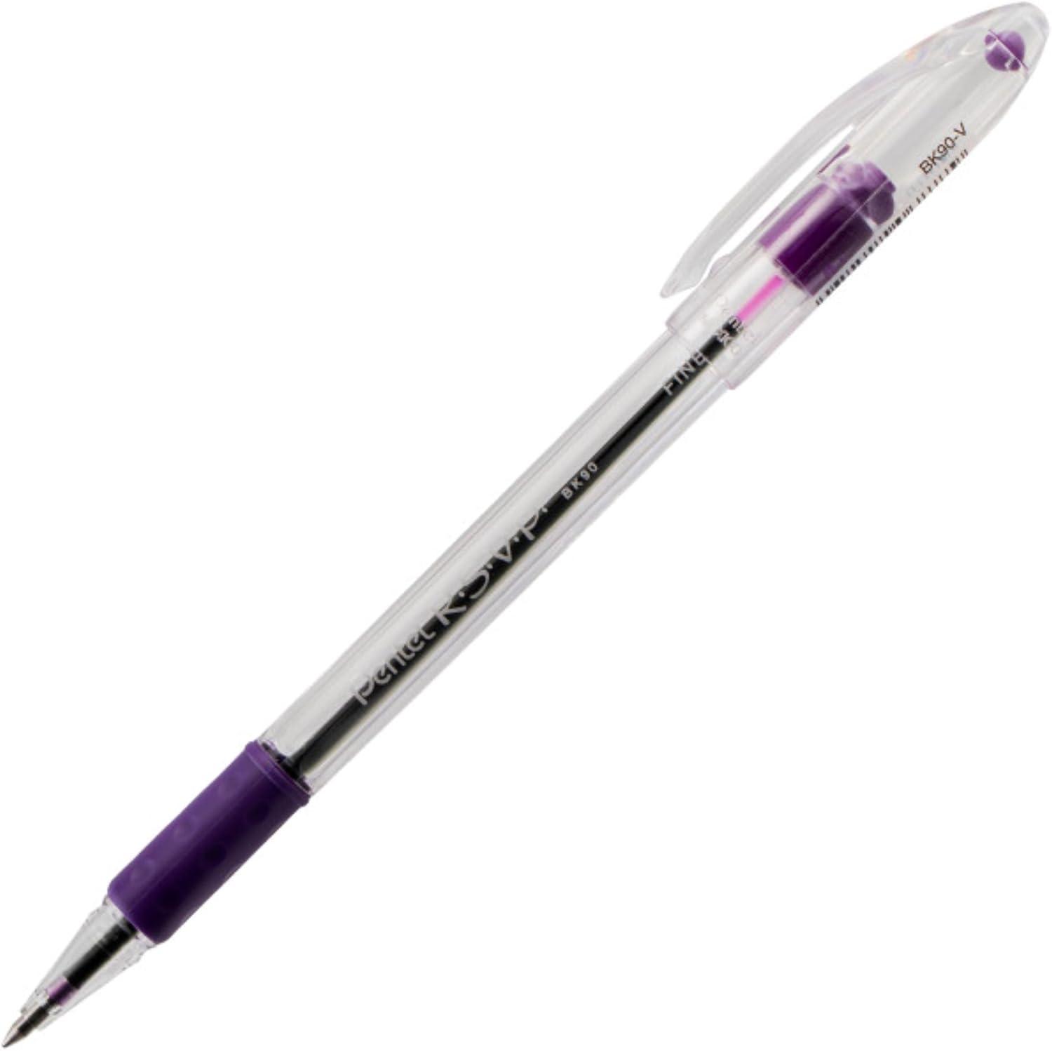image:imagePentel RSVP Original Ballpoint Pen 07mm Fine Line Assorted Ink Colors Clear Barrel 8 Pack with Bonus Black Ink Pen