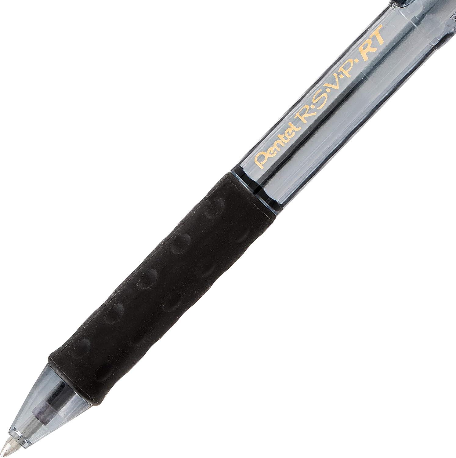 image:imagePentel RSVP RT Colors Retractable Ballpoint Pen 10mm Medium Line Barrel Pink Ink Box of 12 BK93CRPPBlack